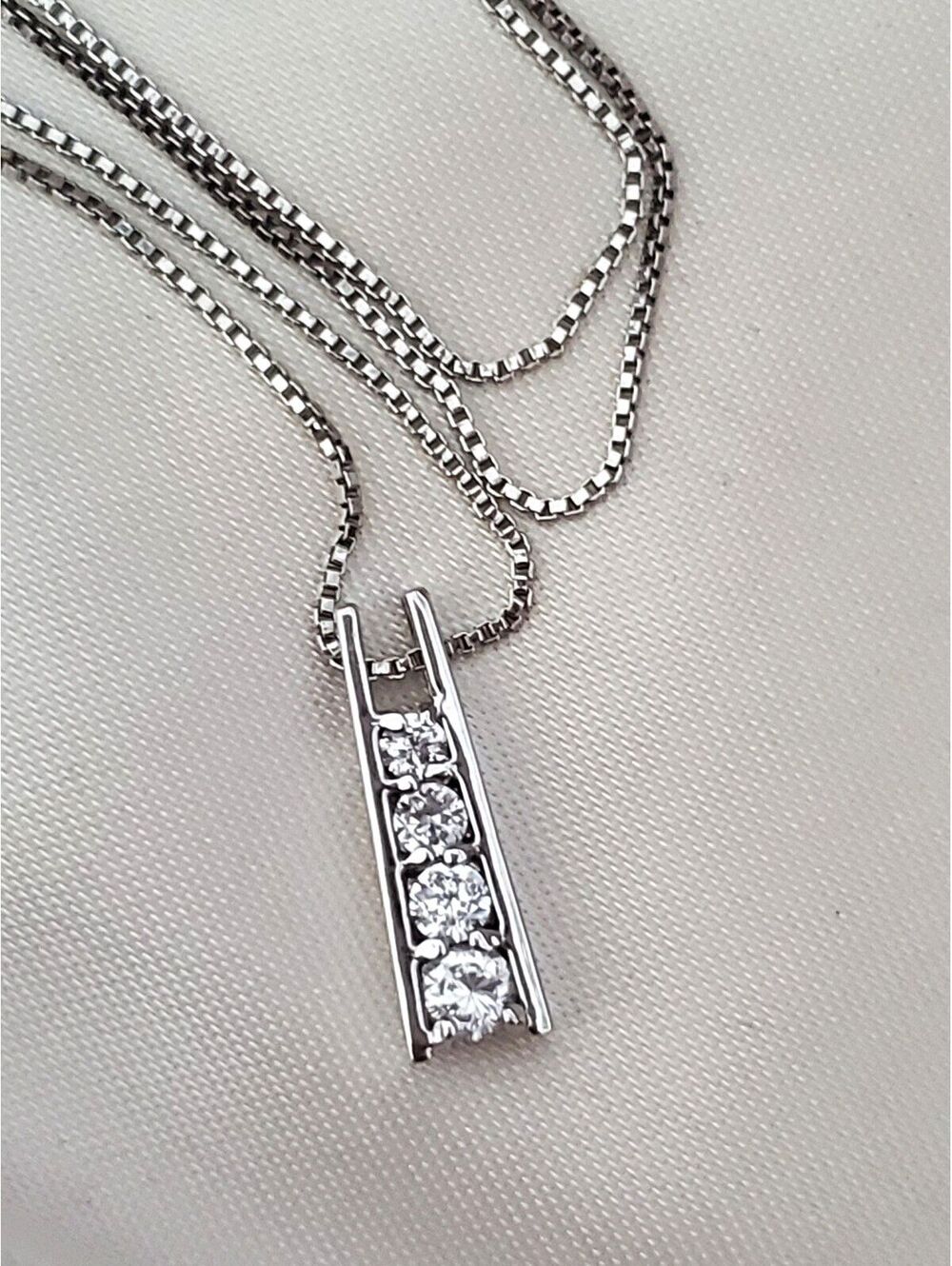 Vintage Ross Simon CZ Pendant Box Chain Necklace